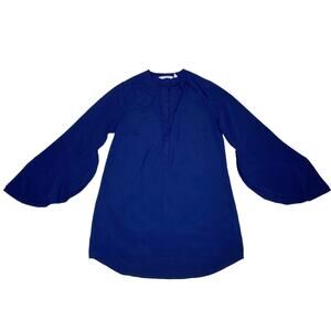 Soft Surroundings Blue V-Neck Split Ruffle Sleeve Tunic XS